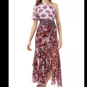 Amur Laura One Shoulder Floral Dress 0
